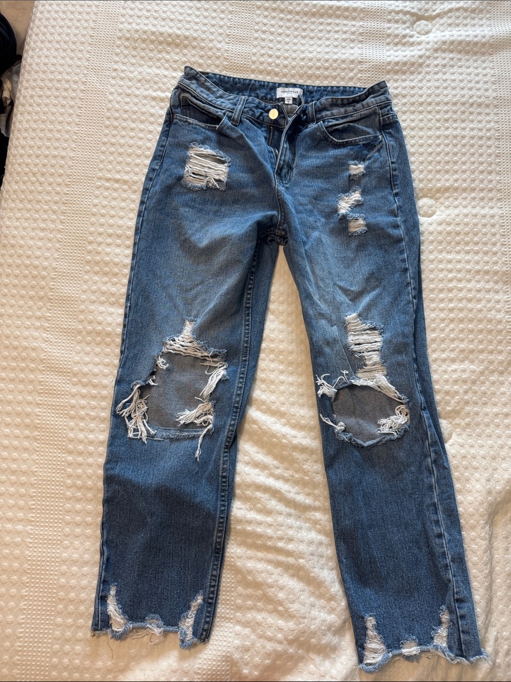 Distressed High-Rise Cropped Jeans
